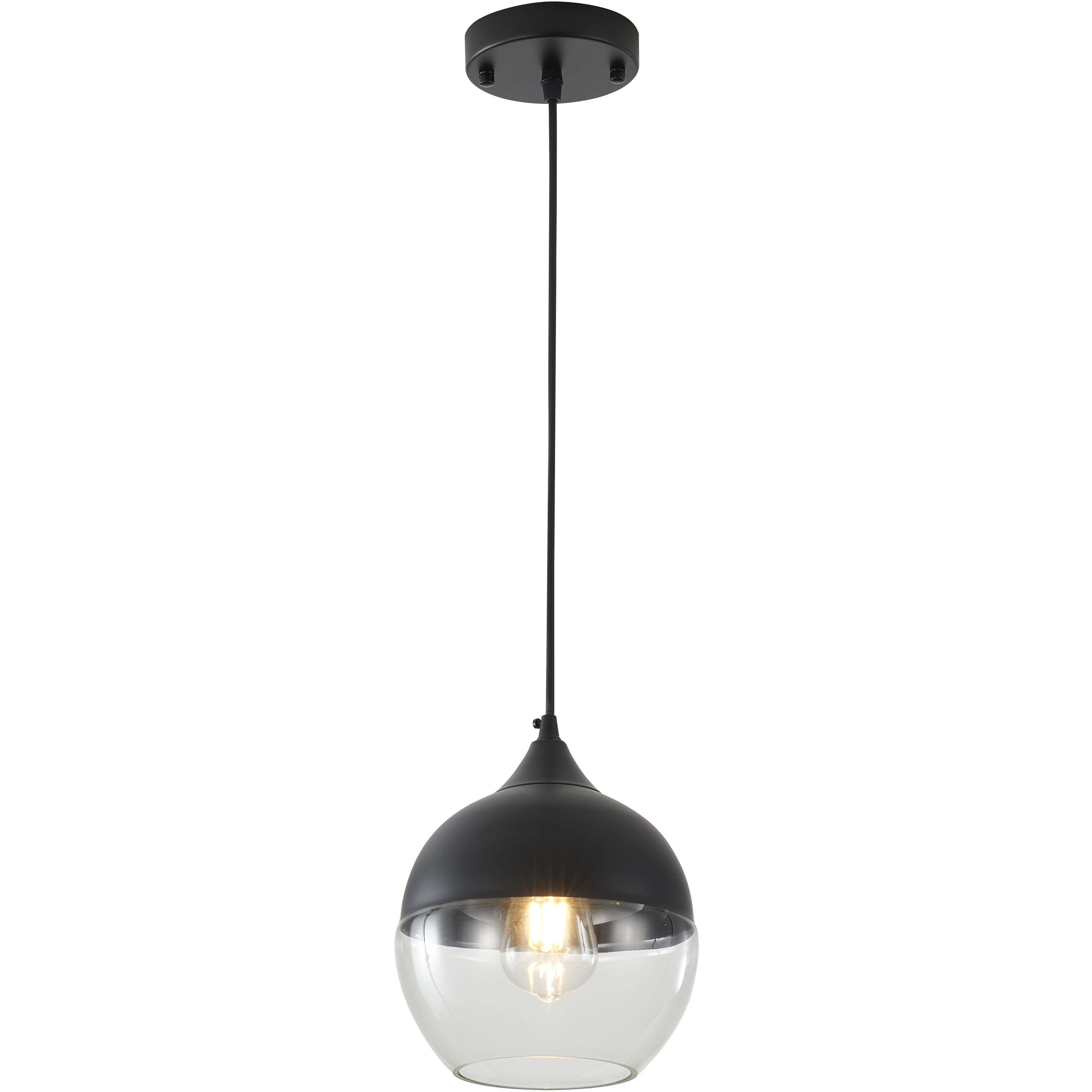 Du Series 1 Light 7 inch Matte Black Pendant Ceiling Light, Round Black